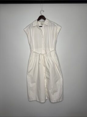 A New Day White Cotton Shirt Dress with Tie Waist XS